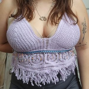SHEIN Purple Crochet Top
